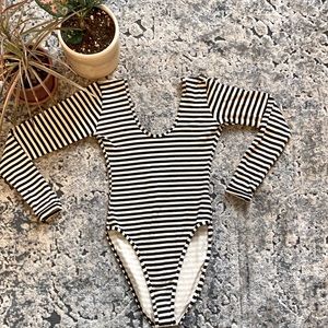 American Apparel Long Sleeve Striped Bodysuit